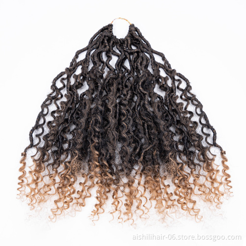 river locs corchet extension hair faux locs synhtetic hair curly ends ombre color twist braids